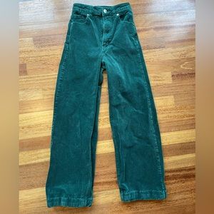 H&M divided dark green wide leg corduroy pants size 0